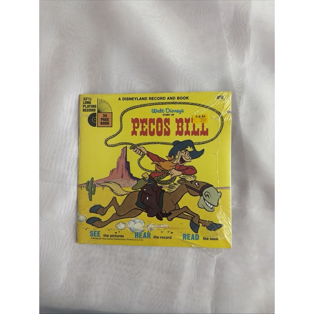 Pecos Bill Read Along Book & Record By Disney 33 1/3‎ Vinyl